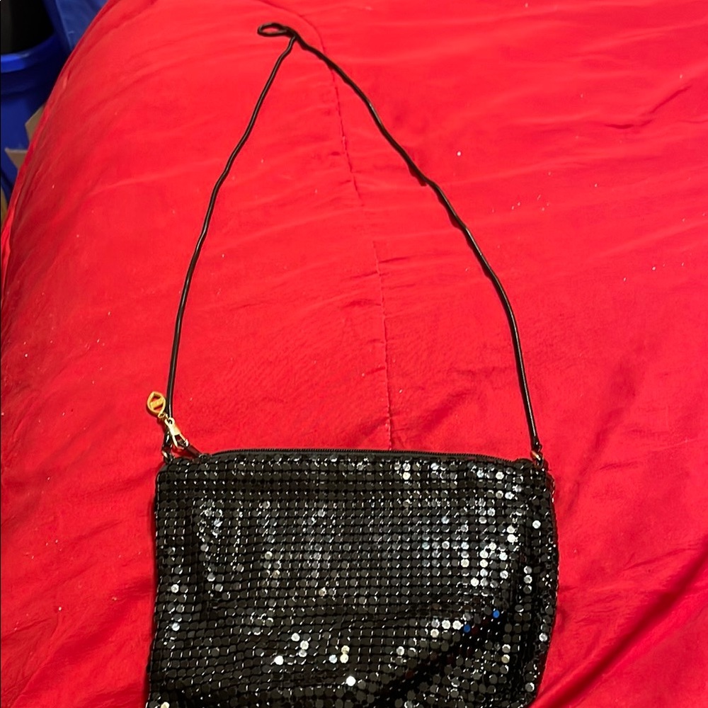 Glamorous Black Sequin Clutch with Adjustable Strap